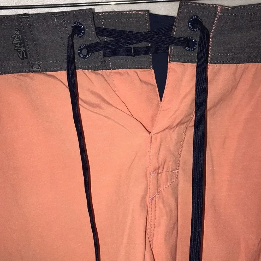 Salt Life Men's Vapor‎ Short Drawstring Waist Orange Boardshort Size 36